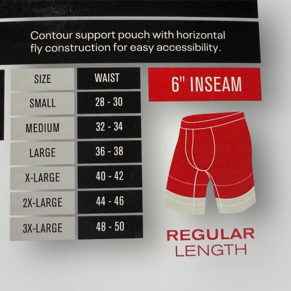 Reebok 3 Pack Featherweight Performance Boxer Briefs 6" Inseam Underwear Size S - Picture 5 of 8